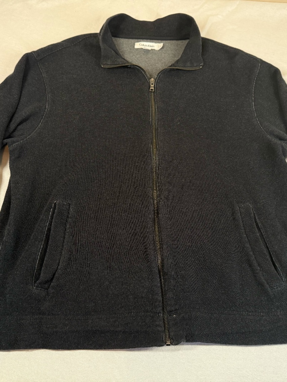 Calvin Klein Women's Zip Up Acid Wash Jacket Size Large - Black